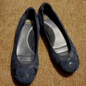 Coach Aria Blue Suede Gloss Signature Flats